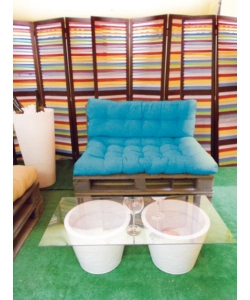CUSCINO SCHIENALE EUROGARDEN PER DIVANO PALLET IN TESSUTO TURCHESE 120X40X10 CM